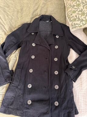 NIC+ZOE Black Double-Breasted Peacoat with Button Detail